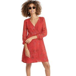 Madewell Hazelwood Wrap Front Mini Dress Windswept Floral Cranberry Size 12